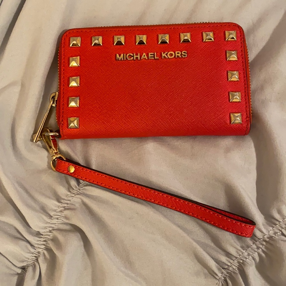 Michael Kors Red Clutch with Studs
